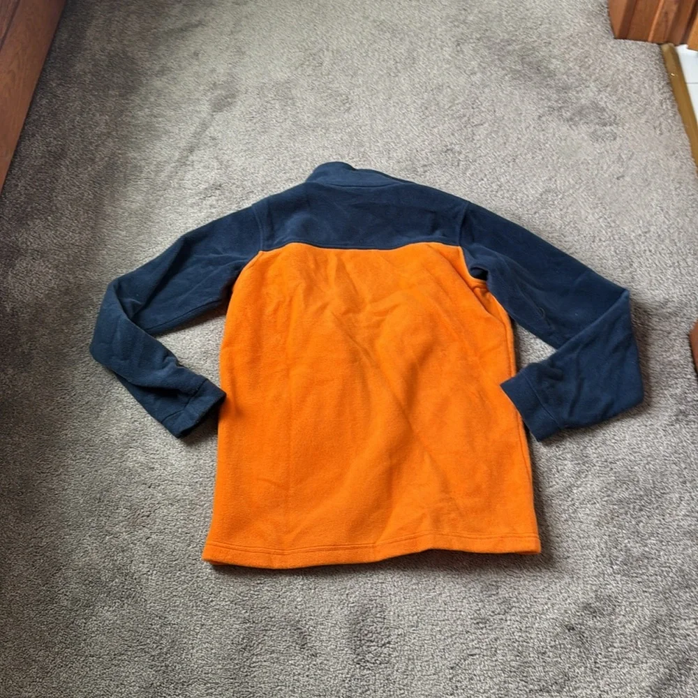 Columbia Orange Navy Colorblock Full Zip Fleece Jacket Outdoor Hiking SIZE XL